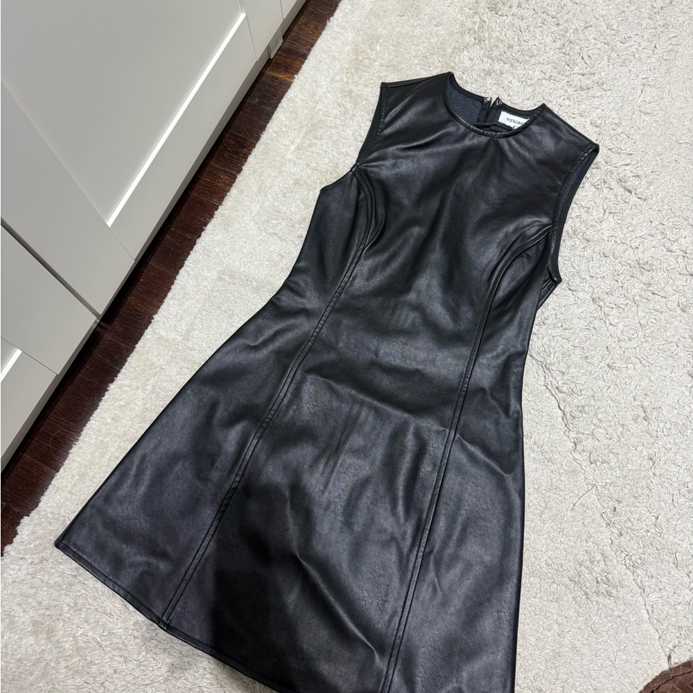 WeWoreWhat Black Leather Mini Dress